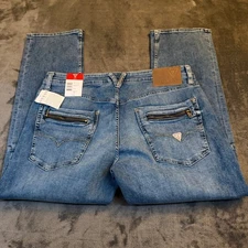 Guess Jeans Regular Straight Fit Blue Wash Denim Stretch Pants Mens 36x30" NWT