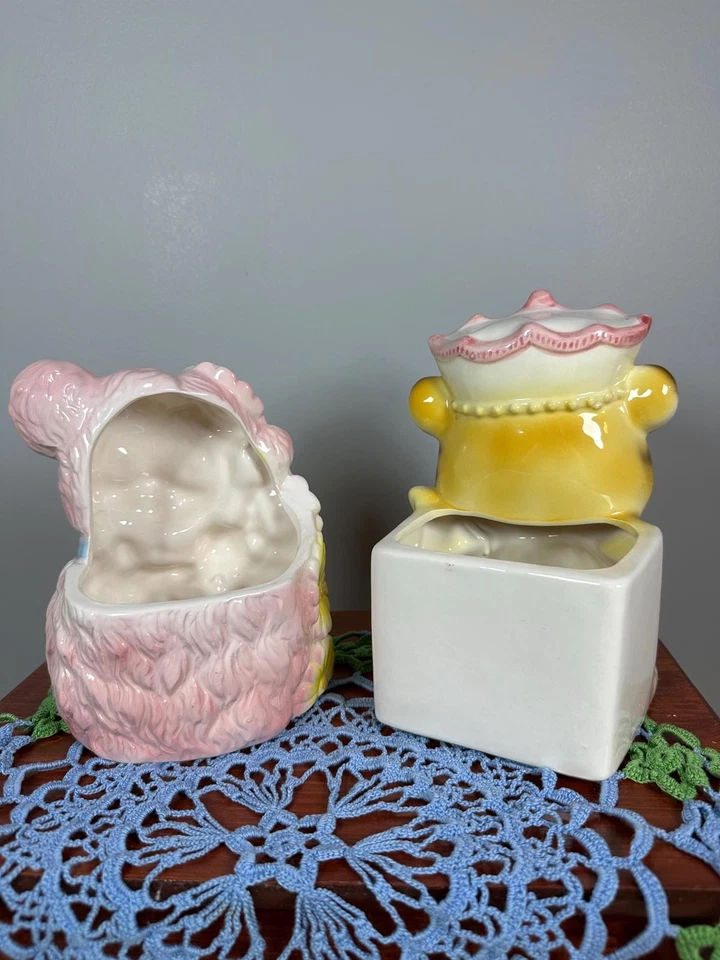 2 jardineras de cerámica antropomórfica Nancy Pew Giftware Co. de colección Foto 4 de 4