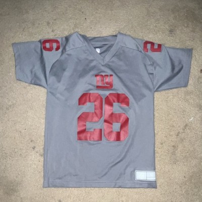 NFL Saquon Barkley #26 Giants Youth Football Jersey Gray L 14/16 Short Sleeve