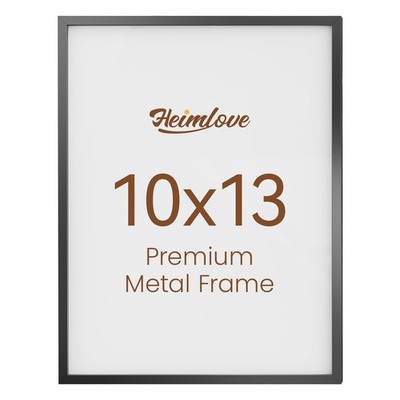 10x13 Metal Picture Frame,Black Aluminum Photo Frames-Real Tempered Glass,Wal...