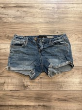 Aeropostale Midi Distressed Cut-Off Denim Shorts Size 6 Y2K 2018 5 Pocket EUC