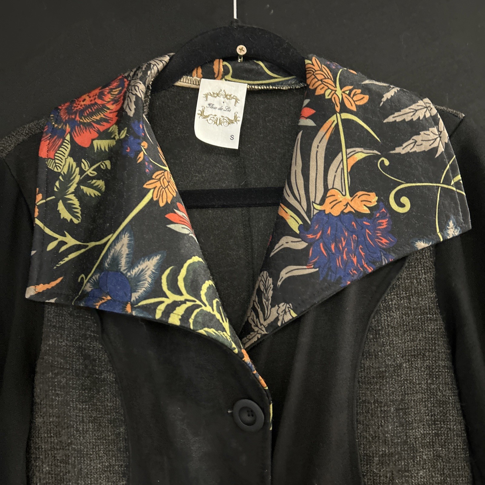 Flew De Lis Boho Patchwork Long Sweater Coat Text… - image 2