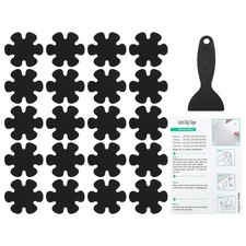 20 Pack Flower Bathtub Non Slip Stickers 3.2 x 3.2 Inch, Black