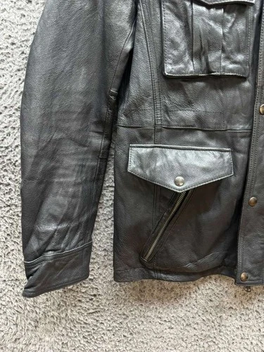 Jackrose Full-Zip Leather Hooded M-65 Military Jacket Black Mens Size 5 image 5