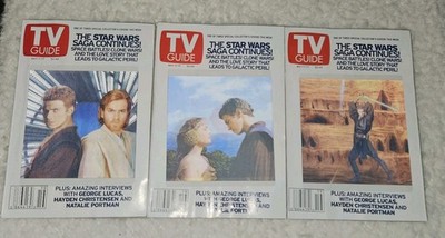 Lot of 6 Star Wars Collector Items 2002 HOLOGRAPHIC TV Guides Books & Gift Bag