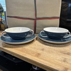 Poole Pottery Streamline Shape Soup Cup  Stand in Cameo Blue Moon x 2