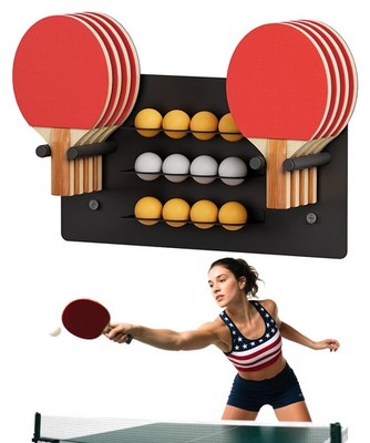 Ping Pong Paddle Holder, Wall Mounted Metal Magnetic Table Tennis Storage Rac...
