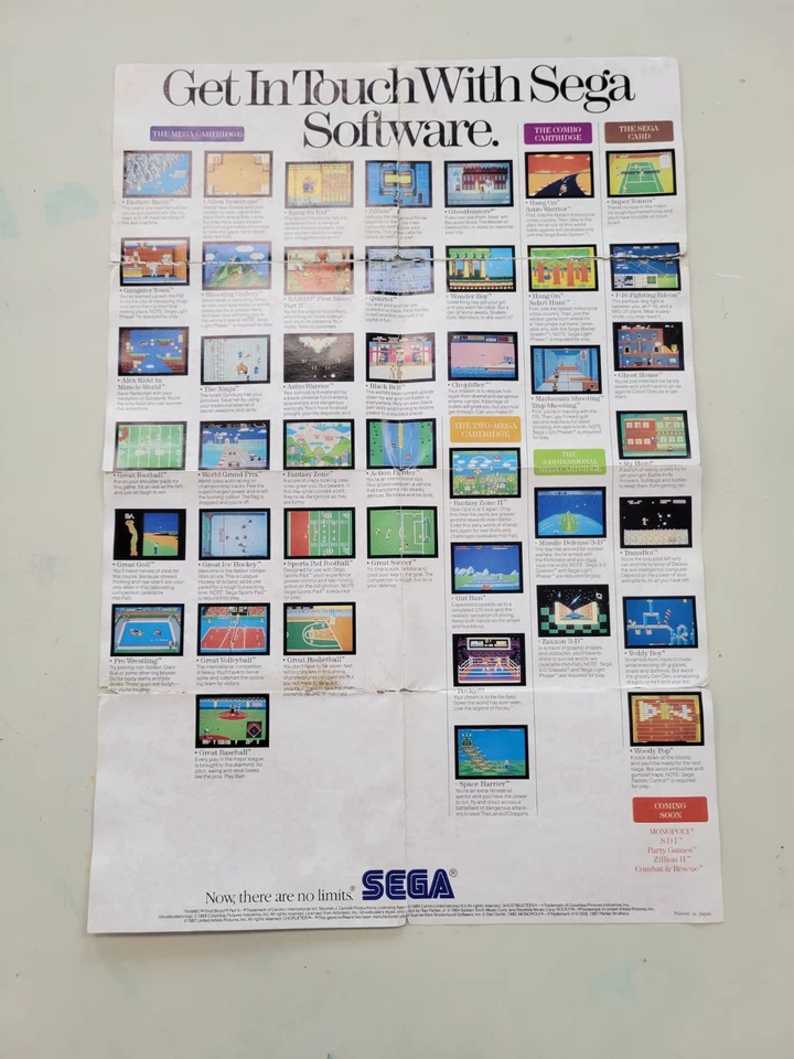 Sega Poster Master System Software Take Hold of adventure Authentic Retro Vtg - Image 4 of 4