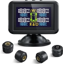 Tymate TM5 TPMS Tire Pressure Monitor w/ 4 Sensors, Color Screen,0-87 PSI RV SUV