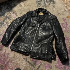 Schott NYC Perfecto Leather Police Jacket Size 36 Black Vintage Made USA