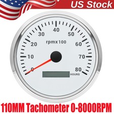 110mm Waterproof Tachometer 0-8000RPM Gauge for Marine Boat Car Truck ATV US