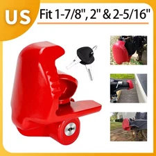 Universal Hitch Ball Lock Fit 1-7/8", 2", and 2-5/16" Couplers with 2 Keys Red