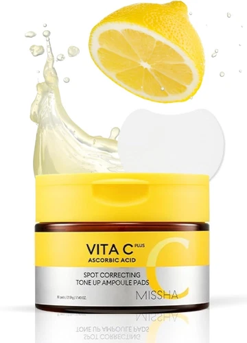 MISSHA Vita C Tone Up Ampoule Toner Pads (80 pads) Exfoliating Pads Vitamin C