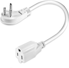 1875W Short Extension Cord 1FT 14AWG Flat Plug 3-Prong Heavy Duty White