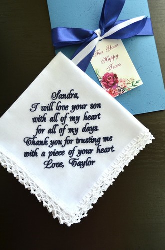 Wedding handkerchief Mother of the Bride Mother of the Groom gift from Bride - 第 8/12 張圖片