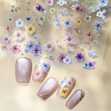 3D Nail Art Stickers Spring Summer Flowers Floral Decals Colorful Decor DIY