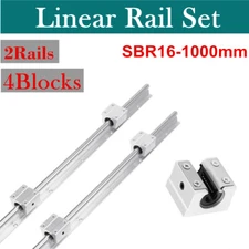 2X SBR16-1000mm Linear Rail Silde Guide Shaft with 4X SBR16UU Block Bearing CNC