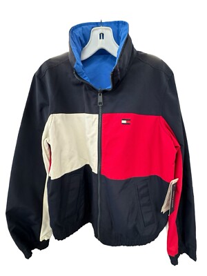 NWT Men's Tommy Hilfiger Reversible Color Block Zip Wind Breaker Outerwear 