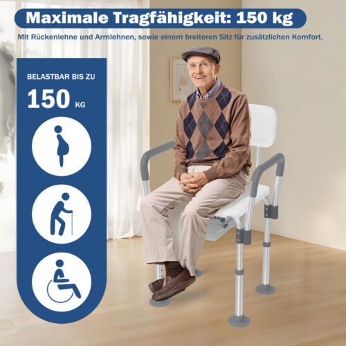 Toilettenstuhl Duschstuhl für Senioren Fahrbarer Schwangere Toilettenrollstuhl - Bild 6 von 11