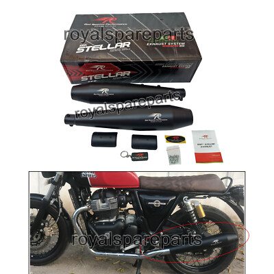 Fit Für Royal Enfield Interceptor 650 Red Rooster Auspuff Schalldämpfer Schwarz