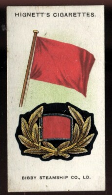 Tabakkarte, Hignett, SCHIFFE FAHNEN MÜTZENABZEICHEN,1.Serie,1926,Bibby Dampfschiff,#9