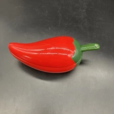 ceramic red chili pepper salsa serving dish w/spoon