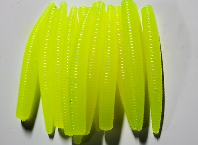 3'' NED RIG WORM (STRAIGHT CHARTREUSE) HEAVY GARLIC 15 PAC  Drop Shot
