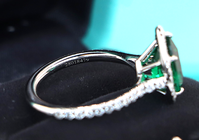 $45000 Tiffany Co Platinum GIA Pear 2.19 Green Emerald Diamond