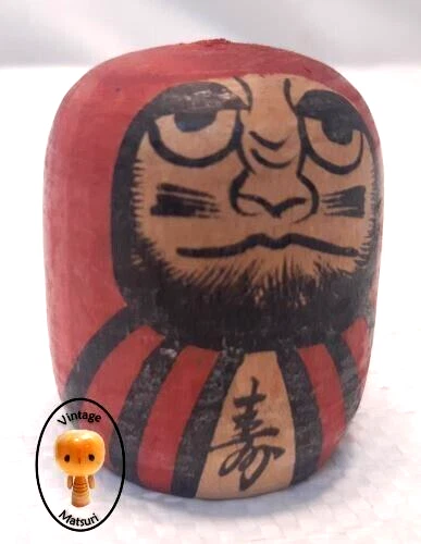 Vintage Japanese Kokeshi Wooden Doll Daruma Creative Handpainted Bodhidharma #71 - Picture 1 of 10