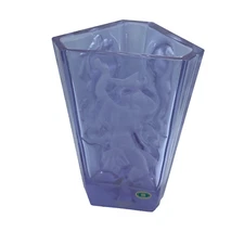 Zelezny Brod Sklo Art Glass Vase Nymph Motif 3 Sided Amethyst Bohemia Czech