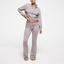 SKIMS French Terry Sweatpants Organic Cotton Low Rise Straight Pants Oyster Sz M