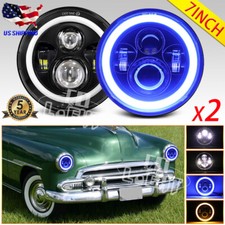 For 1949-1952 Chevy Styleline Deluxe 2pc 7 Inch Round Led Headlights Hilo Beam