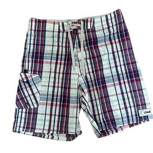 Y2K Embroidered QuickSilver Plaid Shorts Mens 38 Baggy Loose Fit