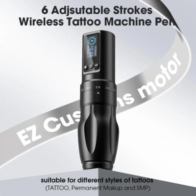 EZ Wireless Cartridge Tattoomaschine Akku Stift 6 verstellbare Striche 2,0mm-4,0m