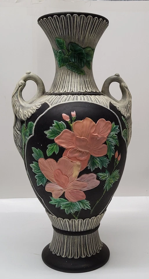 Antique Chinese Style Vase Hand Decorated Vintage 1970 Clifford 17.5" - Image 2 of 4