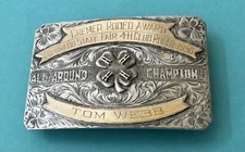 VTG 1950 Colorado Fair 4-H Rodeo All Around Champion Silver 10K Gold Belt Buckle