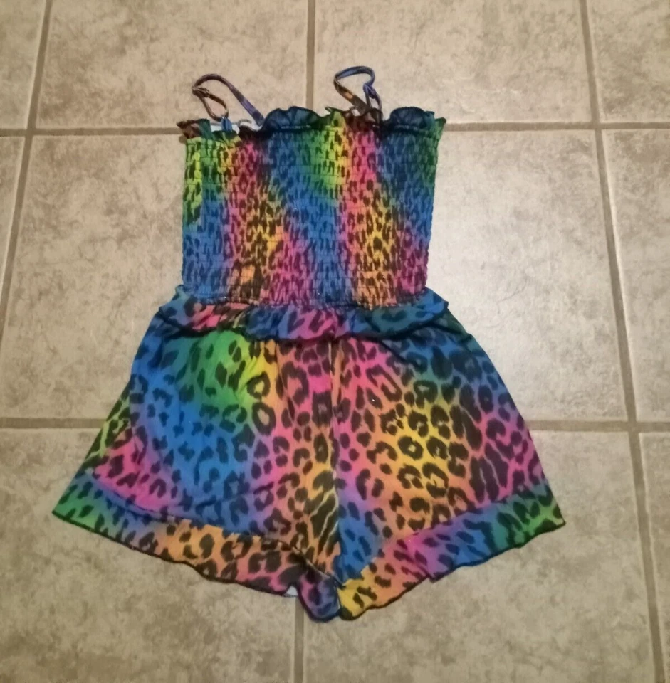 Conjunto de mameluco Hannah plátano para niñas talla 6 arco iris estampado animal calado Foto 2 de 4