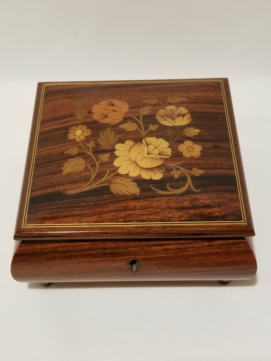 Vtg Reuge Inlaid Wood MUSIC Jewelry Box Swiss Musical Vtg Reuge Inlaid Wood MUSIC Jewelry Box Swiss Musical