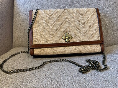 Patricia Nash Giada Natural Zig-Zag Chain Crossbody Bag MINT CONDITION