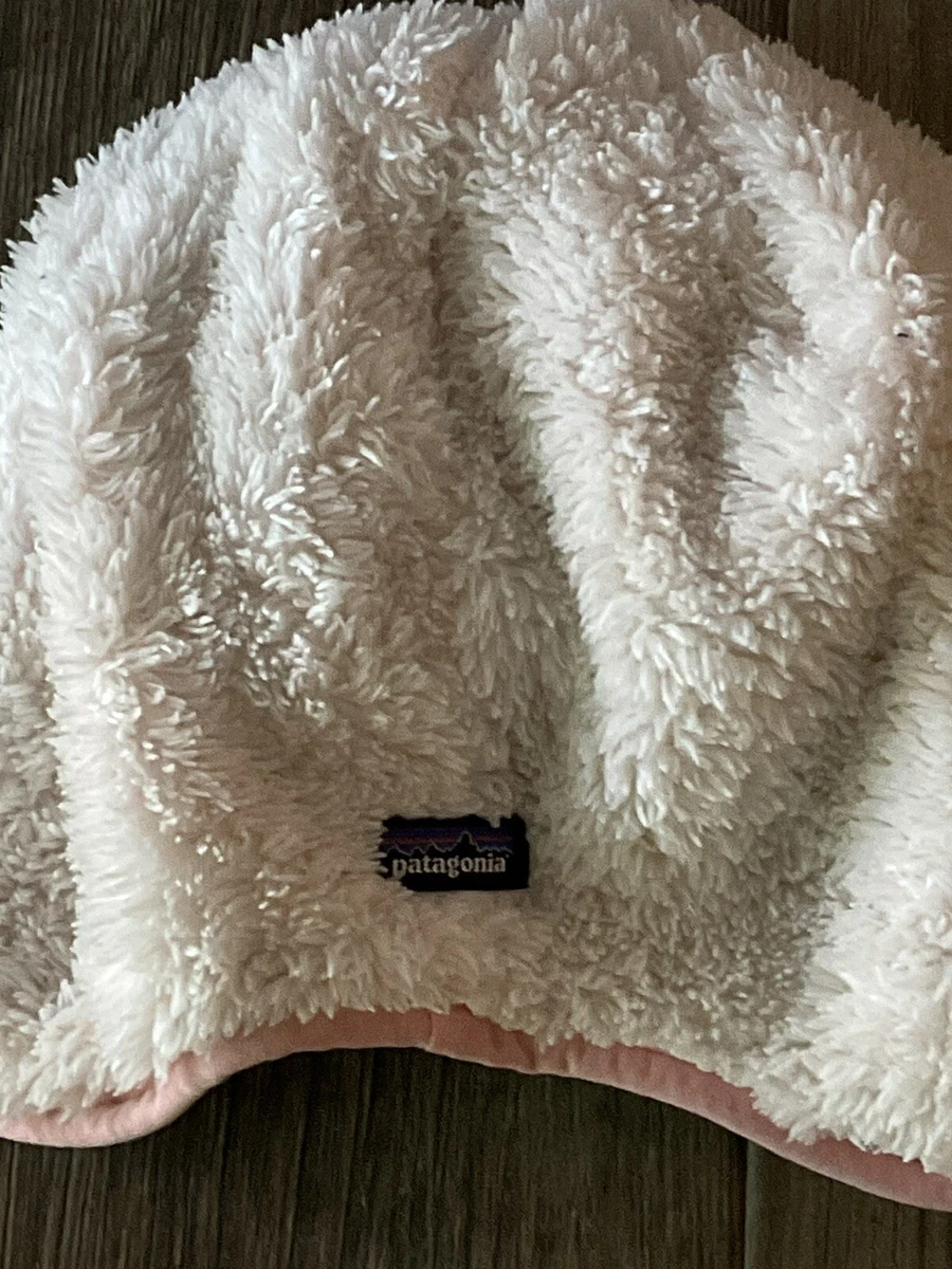 Patagonia Baby Girl Reversible Beanie Hat Super Soft Navy Pink Polka Dots Moon