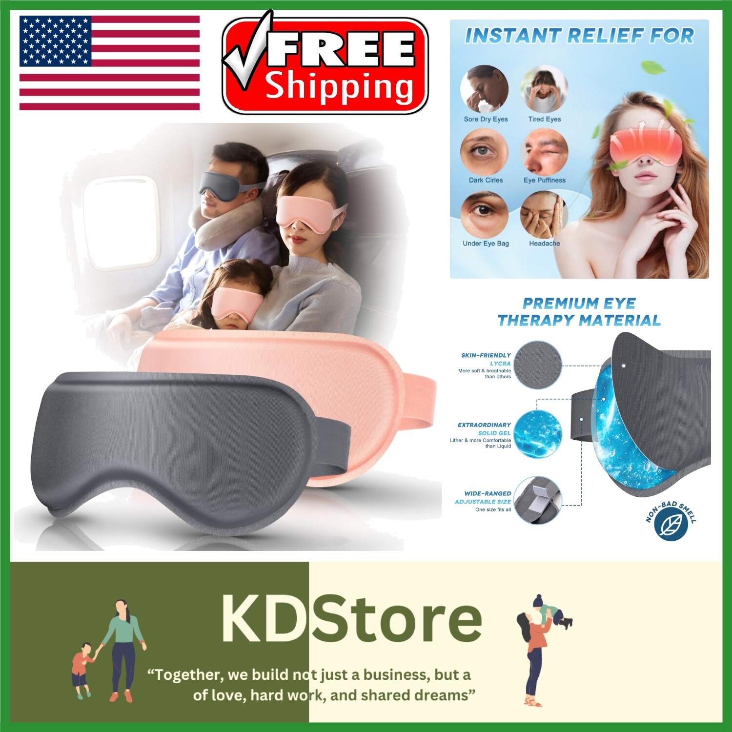 Adjustable Gel Cooling Eye Mask Duo for Puffy Eyes and Headache Relief-image