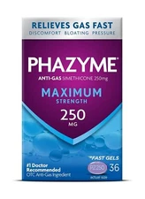 Phazyme Maximum Strength Gas and Bloating Relief | 250 mg Simethicone | 36 Fa...
