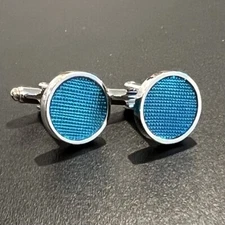 Blue Round Grid Pattern Cuff Link With Box Men Birthday Father’s Day Gift