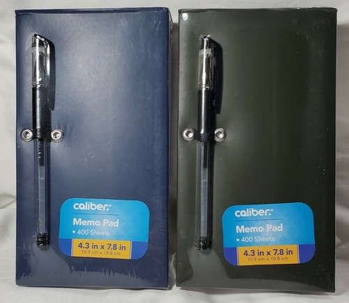 (2) Caliber Hardcover Memo Pads ~400 Sheets Each ~4.3 in X 7.8 in~Blue & Green