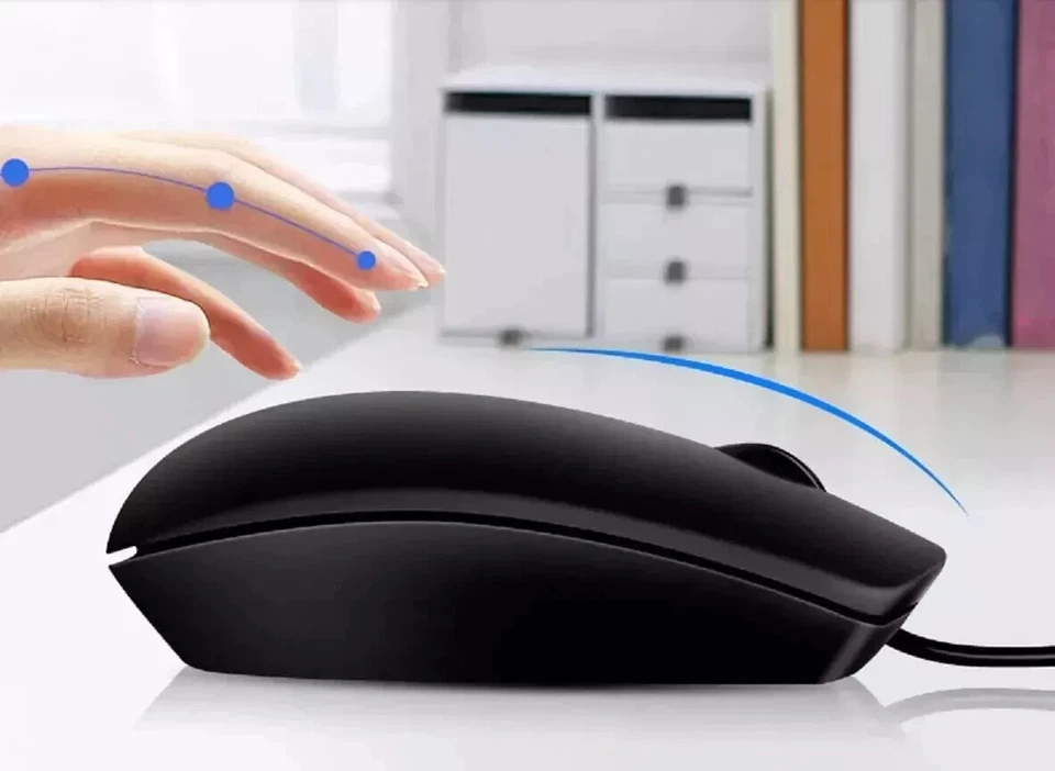 Wired USB Optical Mouse For PC Laptop Computer Scroll Wheel Black Mice UK ✅ - Image 2 of 4