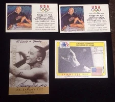 LOT OF 4 SAMMY LEE Autographed Signed AUTO OLYMPICS Card 1983 GREATEST OLYPIAN