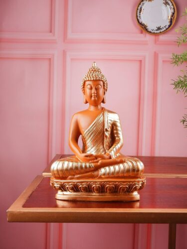 Lord Bouddha Assis En Méditation Décorative Statue Pour Maison Bureau Décor Doré