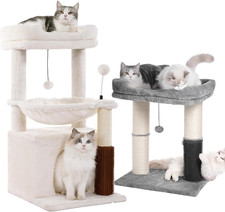 Cozy Short Cat Tower with Large Perch  Small Tree for Happy Cats