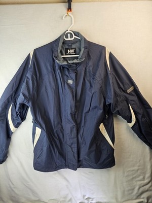 HELLY HANSEN Men's Jacket Size L Hooded Water Resistant Blue Full Zip s8278