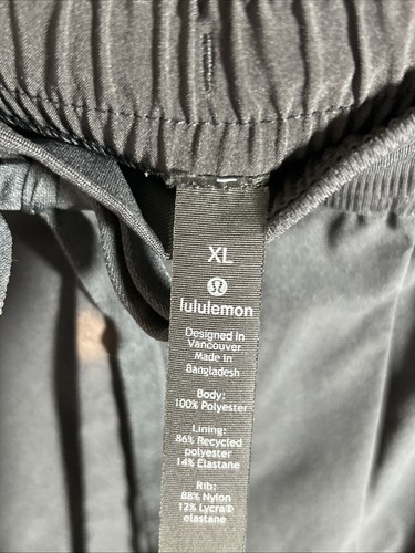 Pantalone Lululemon Uomo XL Grigio Jogger Sportivo Zip Tasca Elasticizzato Coulisse Logo - Foto 4 di 7